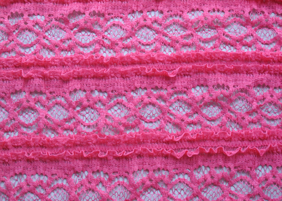 Roses faits du crochet lacent le Spandex 92% en nylon Rétrécissement-résistant CY-LW0220 du bout droit 8% de tissu